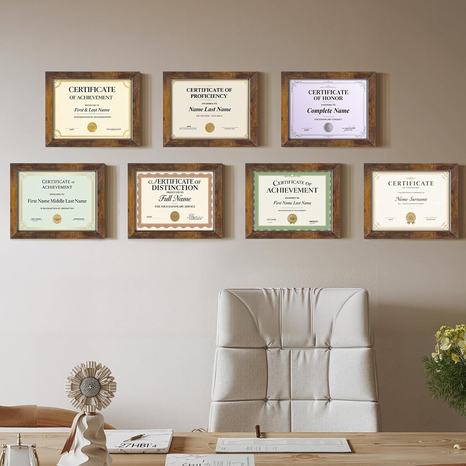 Certifications wall at ALLURA DENTISTRY